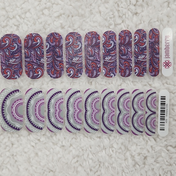 Bundle of 5 Jamberry Half Sheet Nail Wraps Purple Gray White - Picture 3 of 3